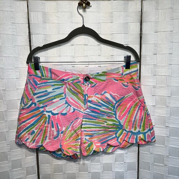 Lilly Pulitzer Womens Buttercup Floral Tropical Scallop Shorts Size 2 Preppy - Picture 5 of 9